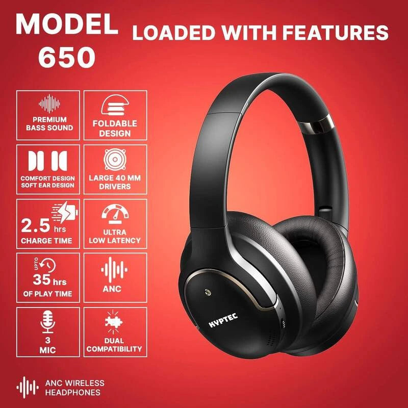 kyptec 650 noise cancelling headphones designed for immersive audio